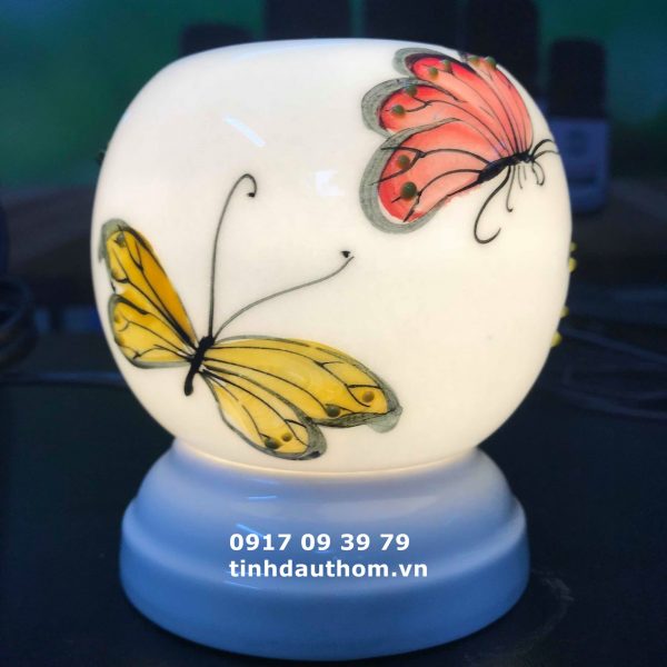 Đèn gốm size mini họa tiết hình bướm