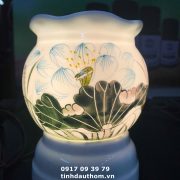 Đèn vẽ hoa sen xanh
